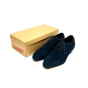 Vintage 1960s men’s navy blue suede lace up mod heeled oxfords